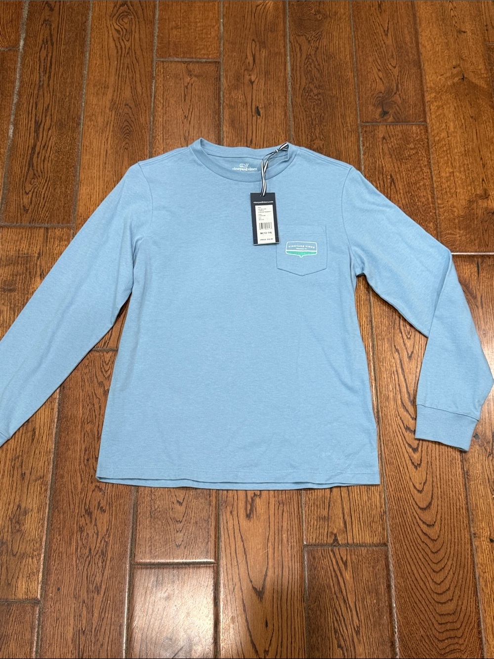 Vineyard Vines Youth boys long sleeve tshirt NEW sz M light blue Edgartown